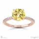 yellow natural diamond round cut hidden halo side stones engagement ring rose gold with 18k rose gold metal and round shape diamond