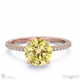 yellow natural diamond round cut hidden halo side stones engagement ring rose gold with 18k rose gold metal and round shape diamond
