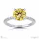 yellow natural diamond hidden halo round cut claw set side stone engagement ring white gold with 9k white gold metal and round shape diamond
