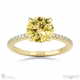yellow natural diamond hidden halo round cut claw set side stone engagement ring yellow gold with 18k yellow gold metal and round shape diamond