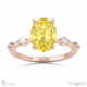 yellow lab grown diamond bubble drop side stone hidden halo oval cut engagement ring rose gold with 9k rose gold metal and oval shape diamond