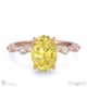 yellow lab grown diamond bubble drop side stone hidden halo oval cut engagement ring rose gold with 9k rose gold metal and oval shape diamond