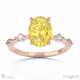 yellow natural diamond bubble drop oval cut engagement ring rose gold with 9k rose gold metal and oval shape diamond