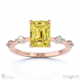 yellow lab grown diamond bubble drop hidden halo emerald cut engagement ring rose gold with 9k rose gold metal and emerald shape diamond