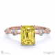 yellow lab grown diamond bubble drop hidden halo emerald cut engagement ring rose gold with 9k rose gold metal and emerald shape diamond