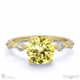 yellow lab grown diamond bubble drop side stone hidden halo round cut engagement ring yellow gold with 9k yellow gold metal and round shape diamond