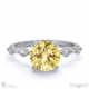yellow natural diamond bubble drop side stone hidden halo round cut engagement ring white gold with 18k white gold metal and round shape diamond