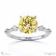yellow natural diamond bubble drop side stone hidden halo round cut engagement ring white gold with 18k white gold metal and round shape diamond