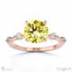 yellow lab grown diamond bubble drop hidden halo round cut engagement ring rose gold with 9k rose gold metal and round shape diamond