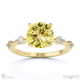 yellow lab grown diamond bubble drop side stone hidden halo round cut engagement ring yellow gold with 9k yellow gold metal and round shape diamond