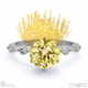 pin cushion yellow lab grown diamond bubble drop side stone round cut engagement ring platinum with platinum metal and round shape diamond