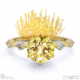 pin cushion yellow lab grown diamond bubble drop side stone round cut engagement ring yellow gold with 9k yellow gold metal and round shape diamond