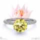 blushing bride fynbos yellow lab grown diamond high set engagement ring white gold with 9k white gold metal and round shape diamond