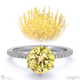 pincushion fynbos flower high set engagement ring platinum with platinum metal and round shape diamond