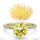 pincushion fynbos flower high set engagement ring yellow gold with 18k yellow gold metal and round shape diamond