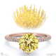 pincushion fynbos flower high set engagement ring rose gold with 9k rose gold metal and round shape diamond