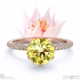 blushing bride fynbos flower yellow lab grown diamond round cut engagement ring rose gold with 9k rose gold metal and round shape diamond