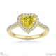 yellow lab grown diamond heart halo engagement ring yellow gold with 18k yellow gold metal and heart shape diamond