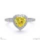 yellow lab grown diamond halo heart shaped side stone engaement ring white gold with 9k white gold metal and heart shape diamond