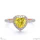 yellow lab grown diamond halo heart shaped side stone engaement ring rose gold with 18k rose gold metal and heart shape diamond