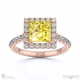 yellow natural diamond princess halo engagement ring rose gold with 18k rose gold metal and princess shape diamond