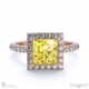 yellow natural diamond princess halo engagement ring rose gold with 18k rose gold metal and princess shape diamond