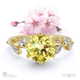 cherry blossom yellow lab grown diamond side stone engagement ring yellow gold with 18k yellow gold metal and round shape diamond