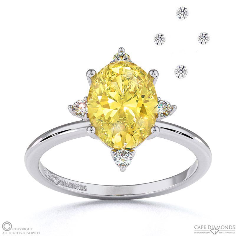 Southerland Sparkle Star Yellow Natural Diamond Engagement Ring White Gold