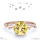 starlit yellow lab grown diamond hidden halo round side stone engagement ring rose gold with 18k rose gold metal and round shape diamond