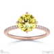 yellow natural diamond round cut east to west setting pave engagement ring rose gold with 9k rose gold metal and round shape diamond