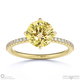 yellow lab grown diamond round cut east to west setting pave engagement ring yellow lab grown gold with 18k yellow gold metal and round shape diamond