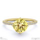 yellow lab grown diamond round cut east to west setting pave engagement ring yellow lab grown gold with 18k yellow gold metal and round shape diamond