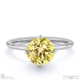 yellow lab grown diamond round cut east to west setting solitaire engagement ring white gold with 9k white gold metal and round shape diamond