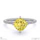 yellow lab grown diamond cushion east west side stone engagement ring white gold with 9k white gold metal and cushion shape diamond