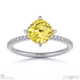 yellow lab grown diamond cushion east west side stone engagement ring white gold with 9k white gold metal and cushion shape diamond