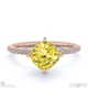 yellow lab grown diamond cushion east west side stone engagement ring rose gold with 9k rose gold metal and cushion shape diamond
