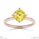 yellow natural diamond east west cushion cut solitaire engagement ring rose gold with 9k rose gold metal and cushion shape diamond