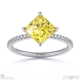 yellow lab grown diamond east west emerald cut sidestones engagement ring white gold with 9k white gold metal and emerald shape diamond