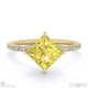 yellow lab grown diamond east west princess cut sidestones engagement ring yellow gold with 9k yellow gold metal and princess shape diamond
