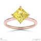 yellow natural diamond east west princess cut solitaire engagement ring rose gold with 9k rose gold metal and princess shape diamond