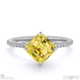 yellow lab grown diamond asscher cut east to west pave engagement ring platinum with platinum metal and asscher shape diamond