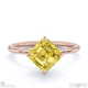 yellow lab grown diamond east west asscher solitaire engagement ring rose gold with 9k rose gold metal and asscher shape diamond