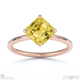 yellow lab grown diamond east west asscher solitaire engagement ring rose gold with 9k rose gold metal and asscher shape diamond