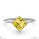 yellow natural diamond east west asscher solitaire engagement ring platinum with platinum metal and asscher shape diamond