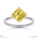 yellow natural diamond east west asscher solitaire engagement ring platinum with platinum metal and asscher shape diamond