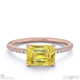 yellow natural diamond emerald cut pave east to west engagement ring rose gold with 9k rose gold metal and emerald shape diamond