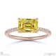 yellow natural diamond emerald cut pave east to west engagement ring rose gold with 9k rose gold metal and emerald shape diamond