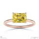 yellow lab grown diamond east west emerald cut solitaire engagement ring rose gold with 9k rose gold metal and emerald shape diamond