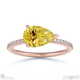 yellow natural diamond east west pear cut side stones engagement ring rose gold with 9k rose gold metal and pear shape diamond