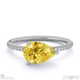 yellow lab grown diamond east west pear cut side stones engagement ring white gold with 9k white gold metal and pear shape diamond